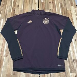 Adidas Germany Soccer Pullover Mens M Slim Fit Maroon 1/4 Zip National Team